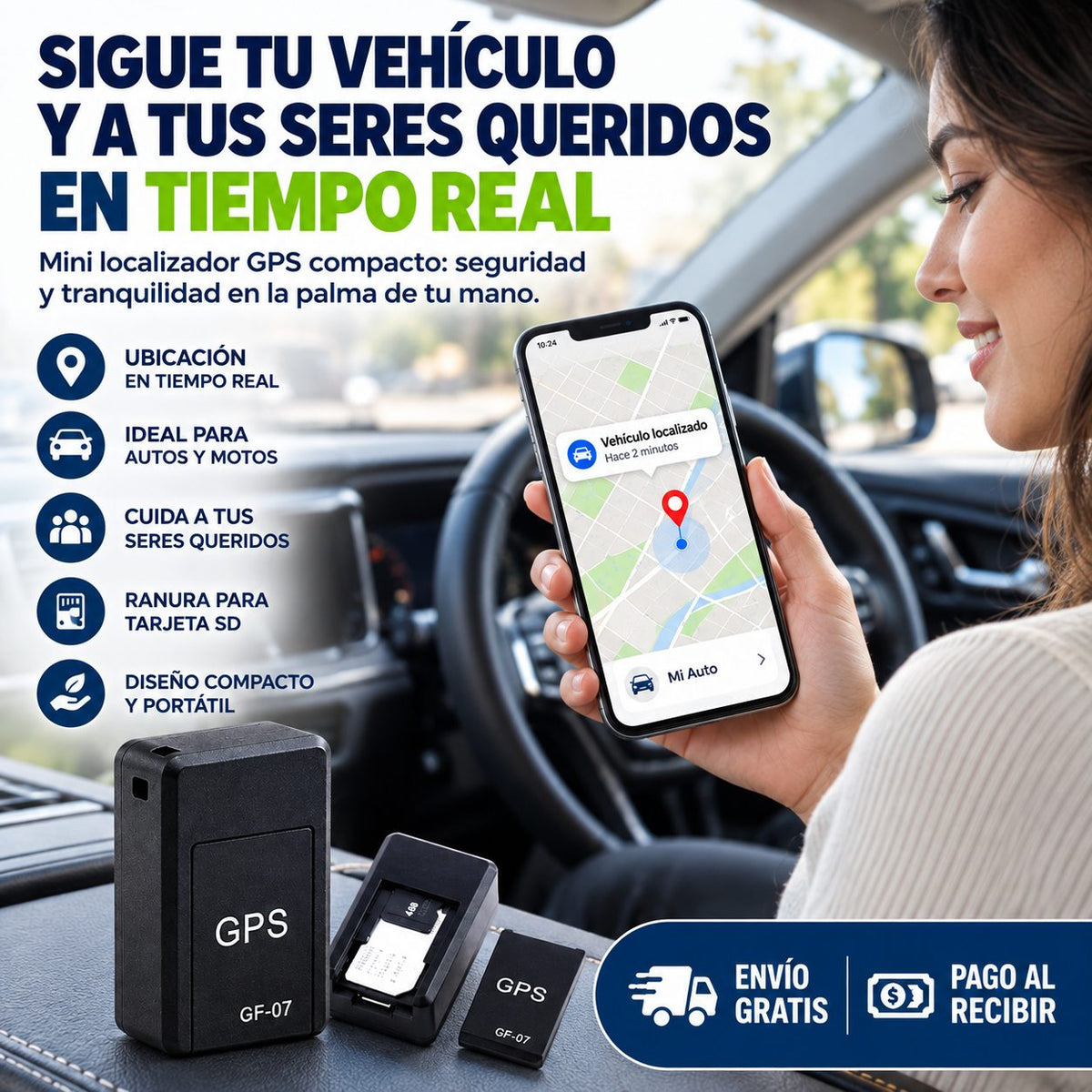 Mini GPS inteligente, fácil de usar que ubica tu auto y cuida de los tuyos. $29.990