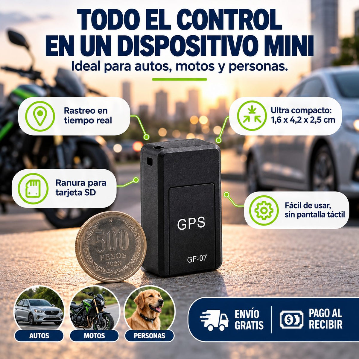 Mini GPS inteligente, fácil de usar que ubica tu auto y cuida de los tuyos. $29.990